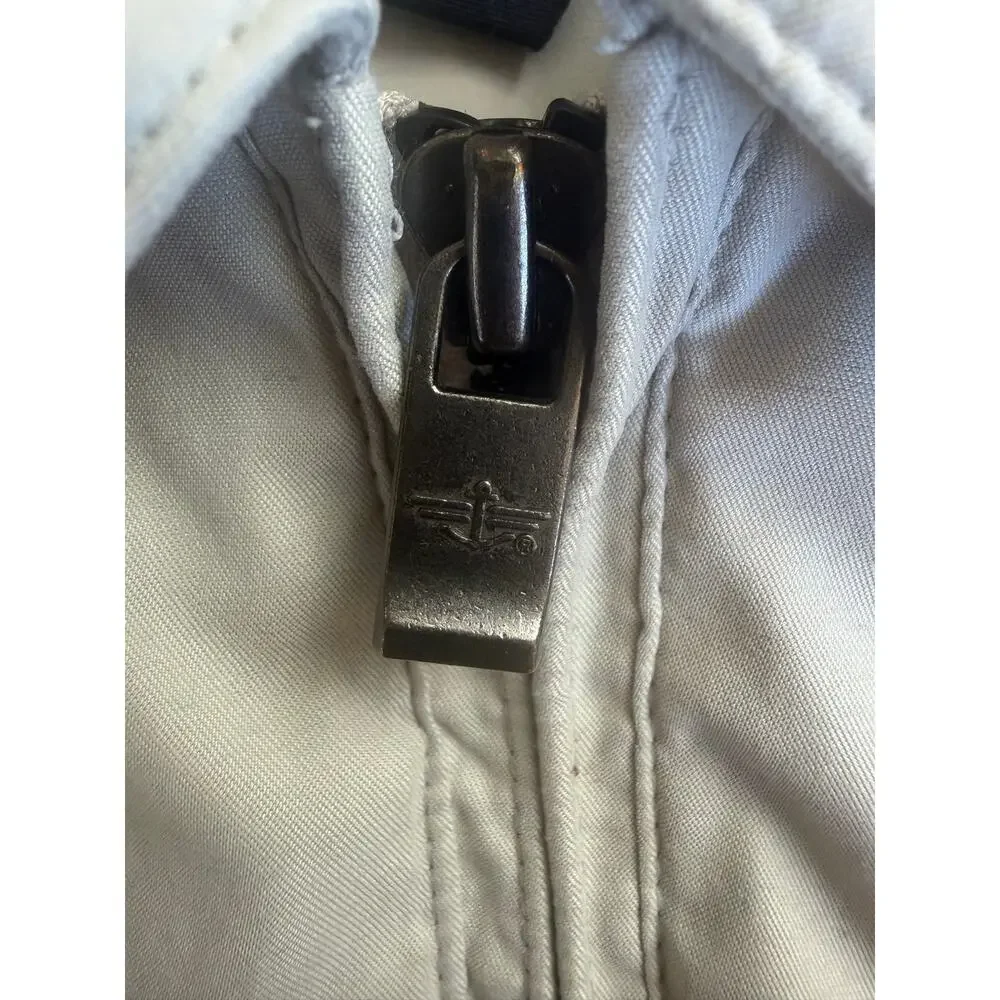 Dockers Men's Khaki Zip Fleece Lined Harrington Windbreaker Jacket Medium